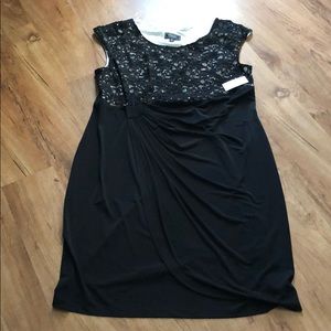 Plus Size Black Cocktail Dress with Lace Detail